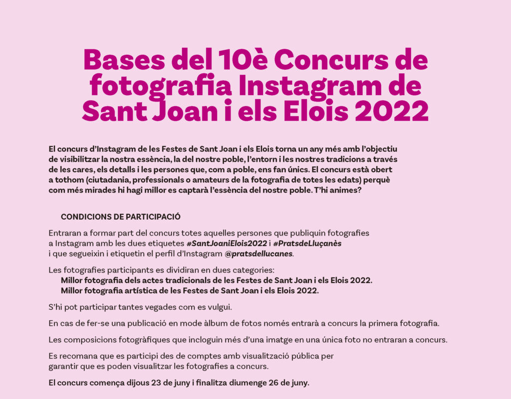 Nova edició del Concurs d’Instagram de les Festes de Sant Joan i els Elois