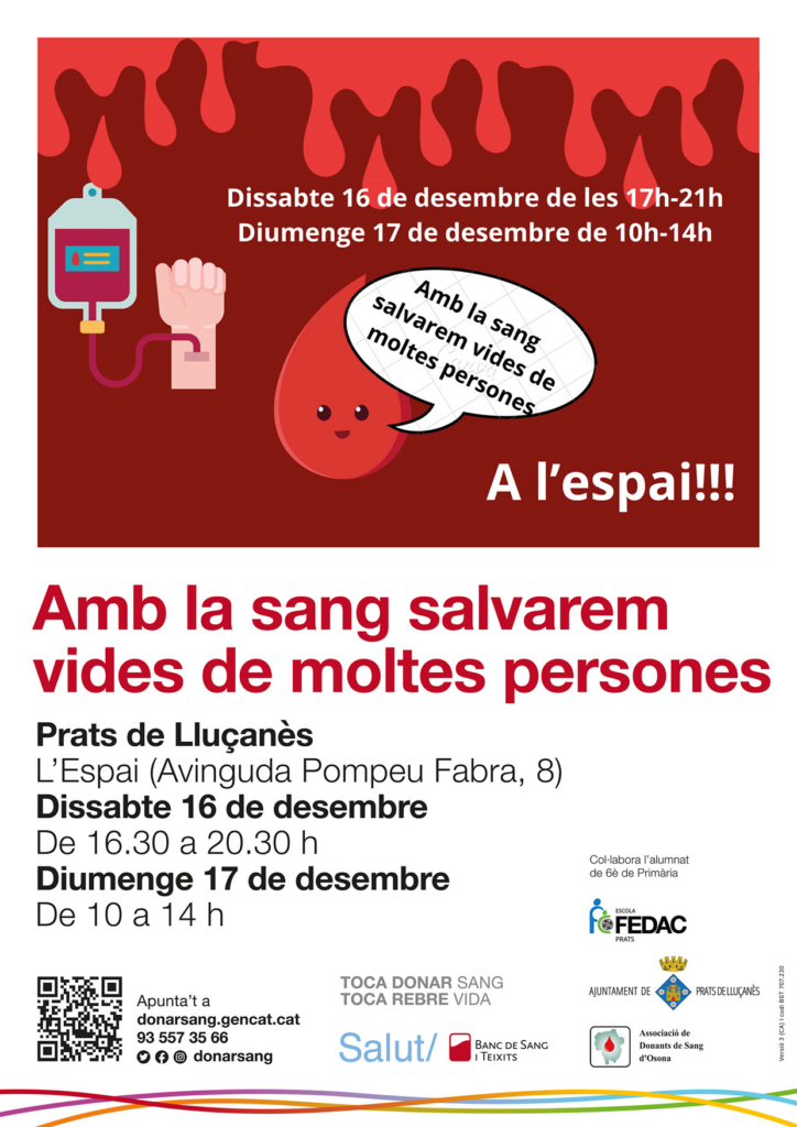 Prats de Lluçanès acull una nova campanya de donació de sang el 16 i 17 de desembre