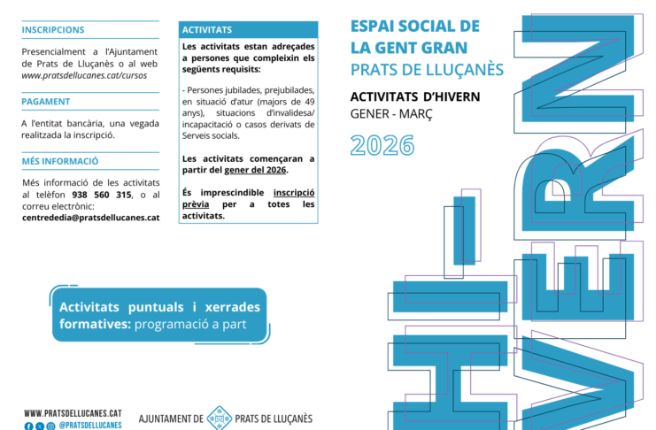 Arriben les activitats d’hivern a l’Espai Social de la Gent Gran